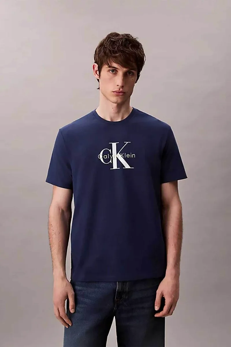 Calvin Klein Jeans ανδρικό T-shirt μονόχρωμο με λογότυπο - LV04RB862G Μπλε