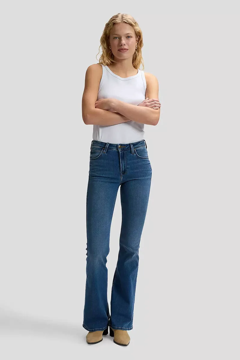 Lee® γυναικείο τζιν παντελόνι πεντάτσεπο Flare Fit - 112376976 Denim Blue