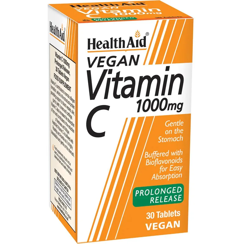 Health Aid Vitamin C 1000mg With Bioflavonoids Συμπλήρωμα Διατροφής Βιταμίνης C με Βιοφλαβονοειδή & Εκχυλίσματα Αγριοτριανταφυλλιάς & Ασερόλας Παρατεταμένης Αποδέσμευσης για Ενίσχυση του Ανοσοποιητικού 30tabs