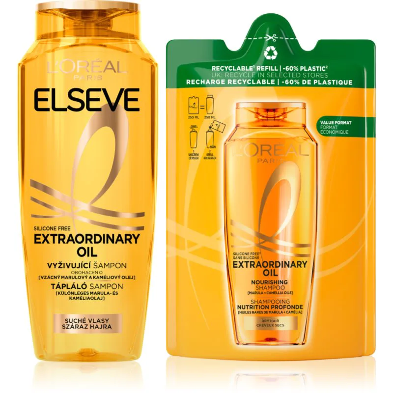 L’Oréal Paris Elseve Extraordinary Oil θρεπτικό σαμπουάν για ξηρά μαλλιά 2 τμχ