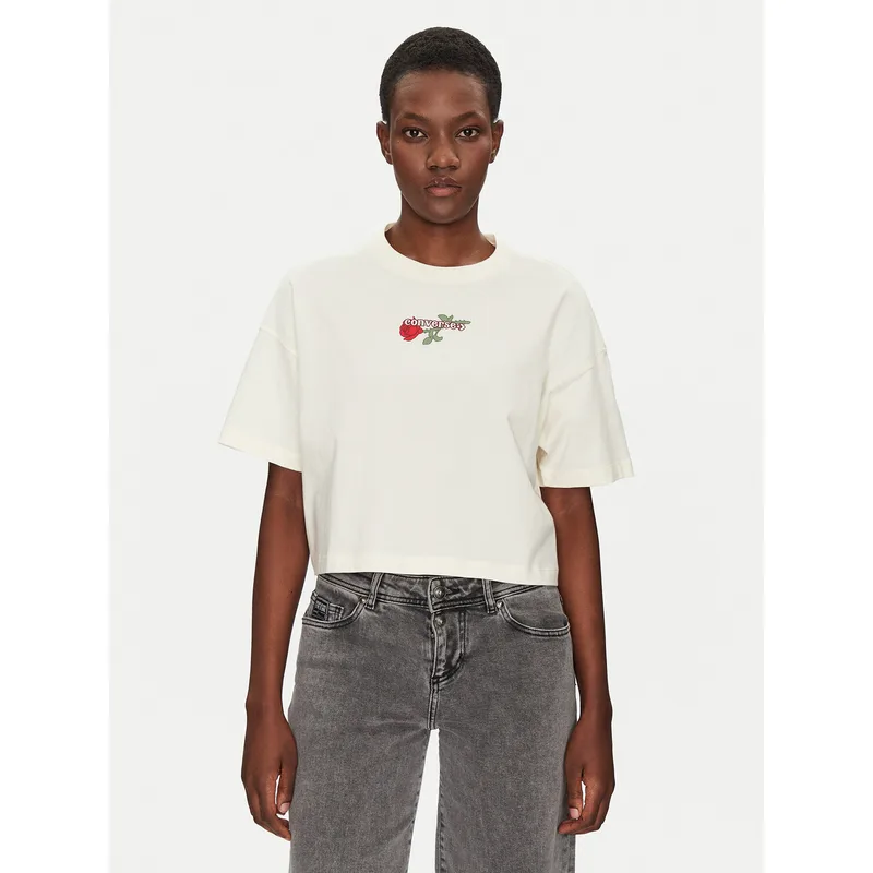 Converse T-Shirt Thorned 10028306-A01 Εκρού Oversize