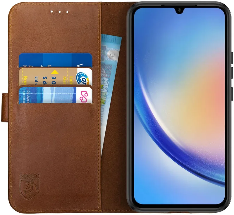 Κόκκινο Deluxe Δερμάτινη Θήκη Πορτοφόλι Samsung Galaxy A34 - Brown (8719246381041)