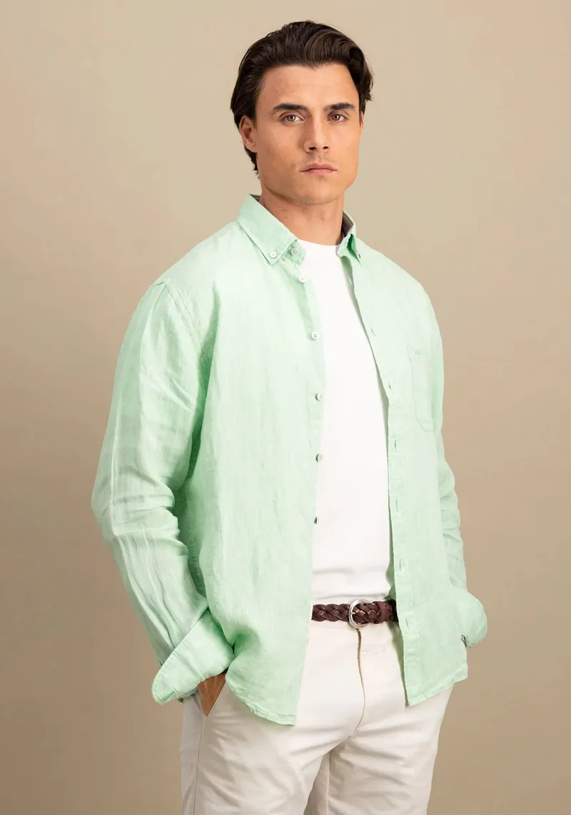 Fynch Hatton Πουκάμισο της σειράς Linen - 1513 6000 722 Turf Green