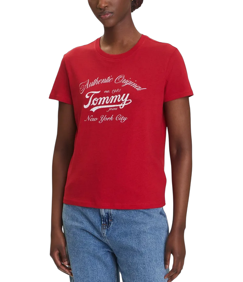 Γυναικείο T-shirt Κόκκινο Tommy Jeans DW0DW21404-XLE