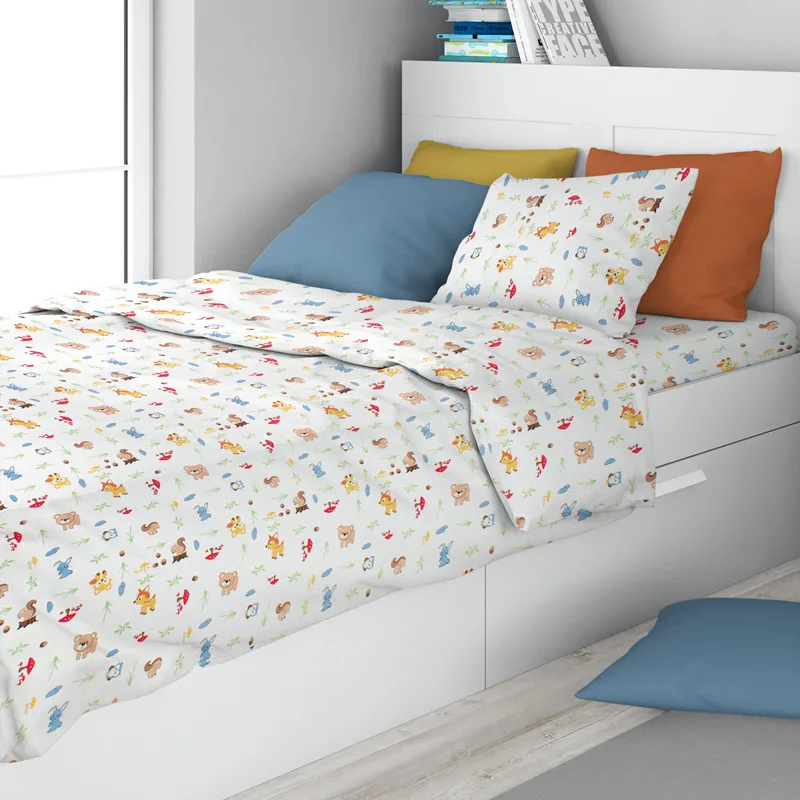 Σεντόνι Μονό Σετ Dimcol Forest Animals 570 Sky Blue