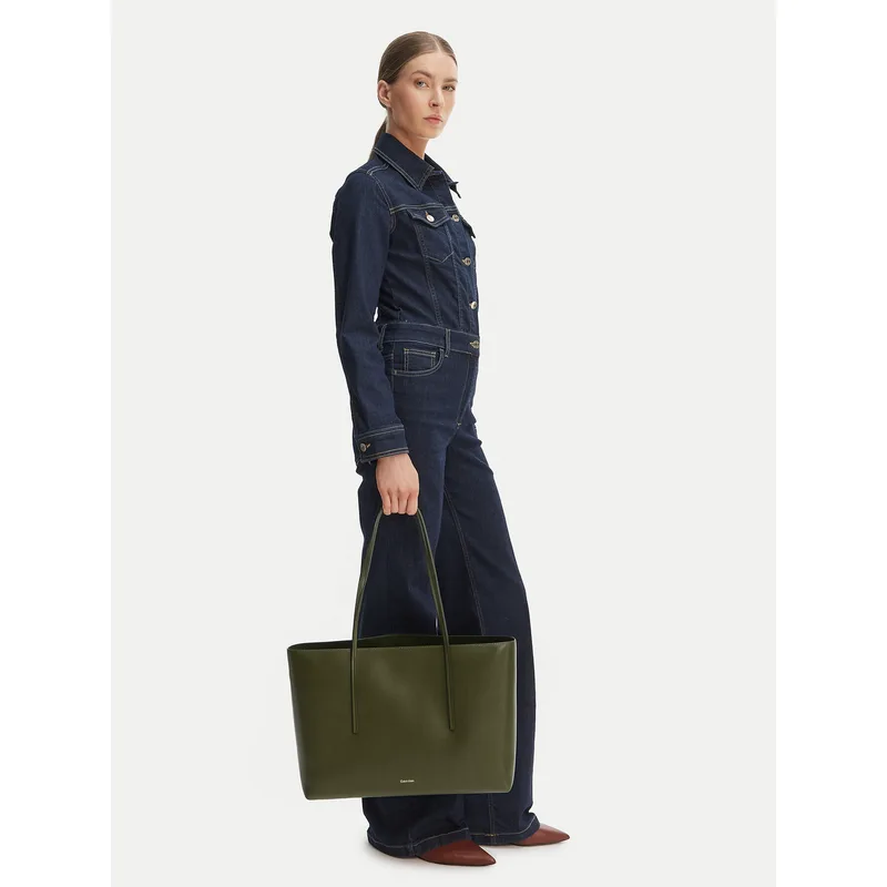 Τσάντα Calvin Klein Foil Logo Tote W/Pouch LV04F3274G Πράσινο
