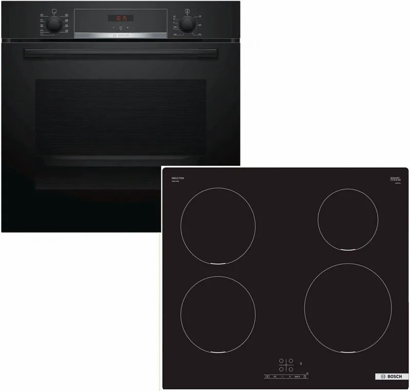 Bosch HBA534EB3 + PUE611BB5E Φούρνος άνω Πάγκου 71lt με Επαγωγικές Εστίες Π59.4εκ. Μαύρος HBA534EB3 + PUE611BB5E