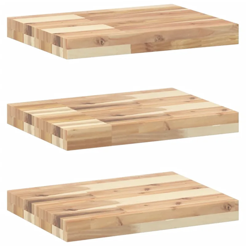 vidaXL Ράφια Πλωτά 3 τεμ. 60x30x4 εκ. από Μασίφ Ξύλο Ακακίας χωρίς Επεξεργασία