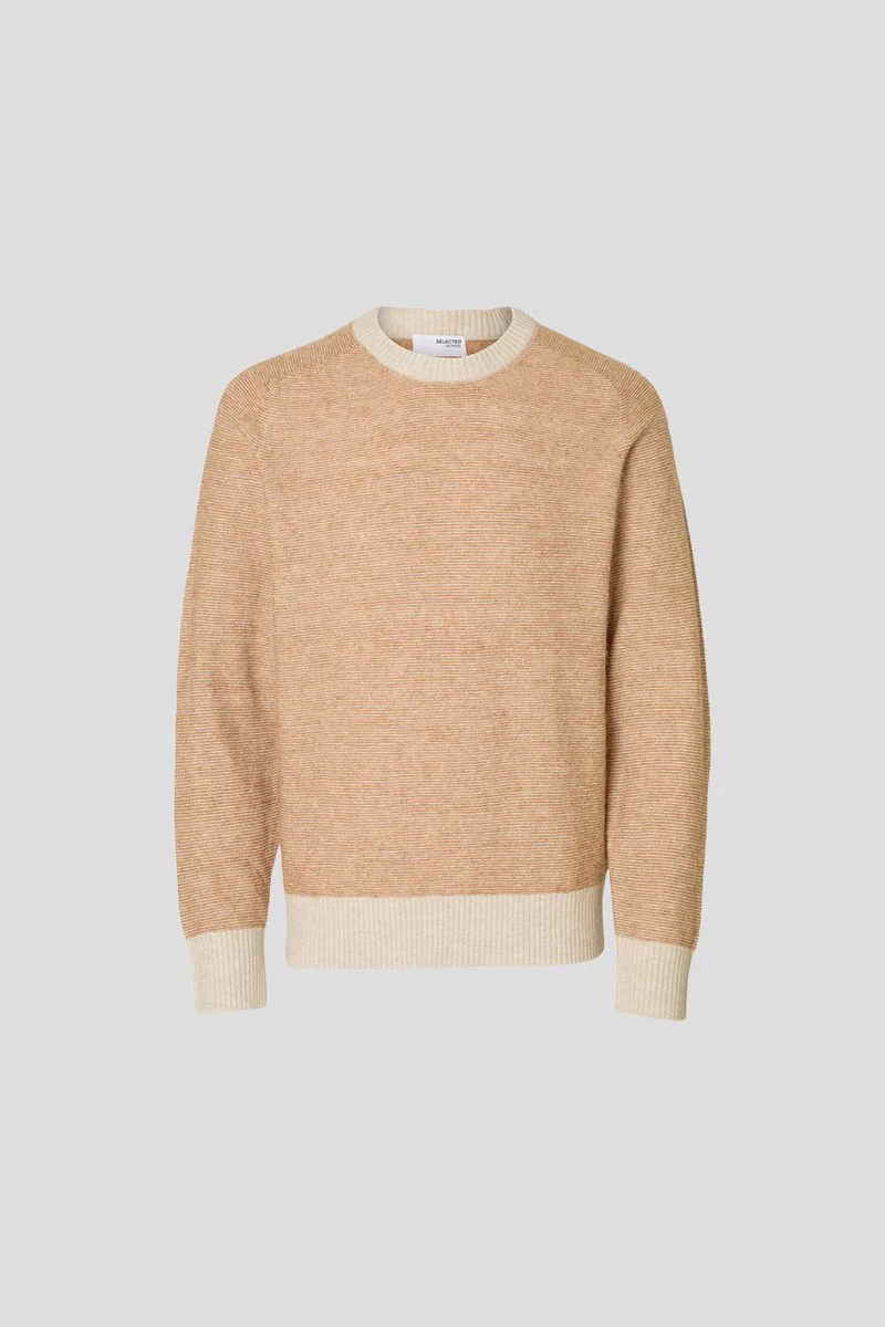 SELECTED HOMME Ανδρικό Μπεζ Long Sleeved Knitted Jumper