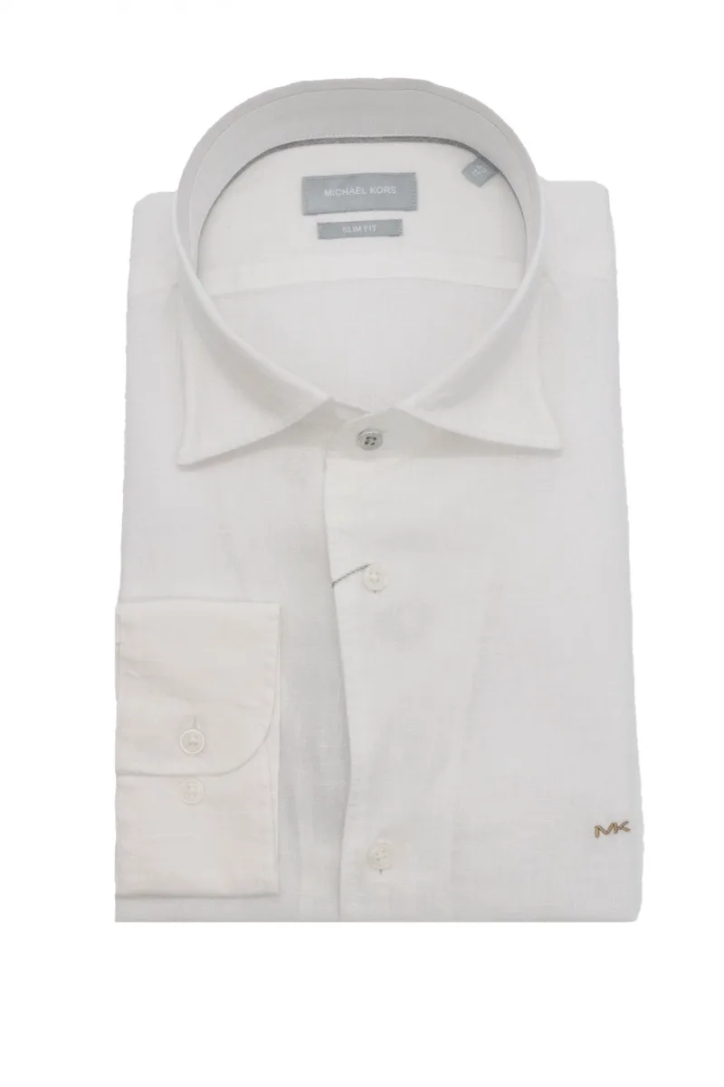 MICHAEL KORS ΠΟΥΚΑΜΙΣΟ SLIM FIT ΛΙΝΟ ΛΕΥΚΟ