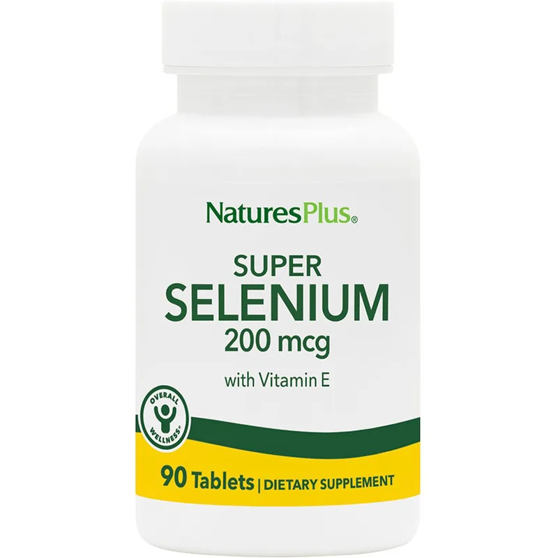 Natures Plus Super Selenium 200μg Συμπλήρωμα Διατροφής με Σελήνιο & Βιταμίνη E για την Ενίσχυση της Ανδρικής Γονιμότητας με Αντιοξειδωτικές Ιδιότητες 90tabs