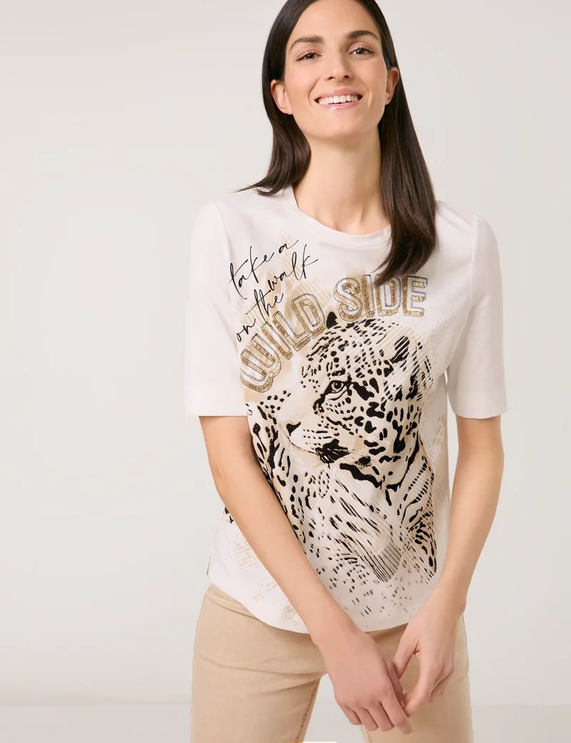 Gerry Weber Γυναικείο Top Slim Fit με Μανίκια Μεσαίου Μήκους Animal Print