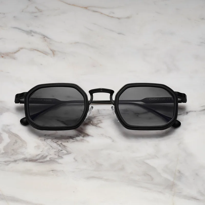 LEX A8EP8M - LEX - MATT BLACK & MATT BLACK - GRADIENT GRAY Sunglasses | Matt Black & Matt Black | Gradient Gray Shades | Explicit Poets Sunglasses