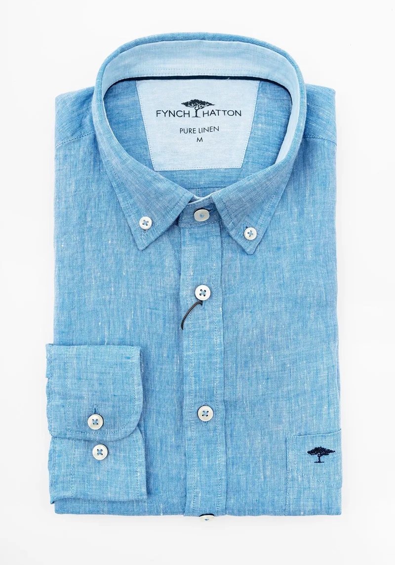 Fynch Hatton Πουκάμισο της σειράς Linen - 1413 6000 604 Crystal Blue