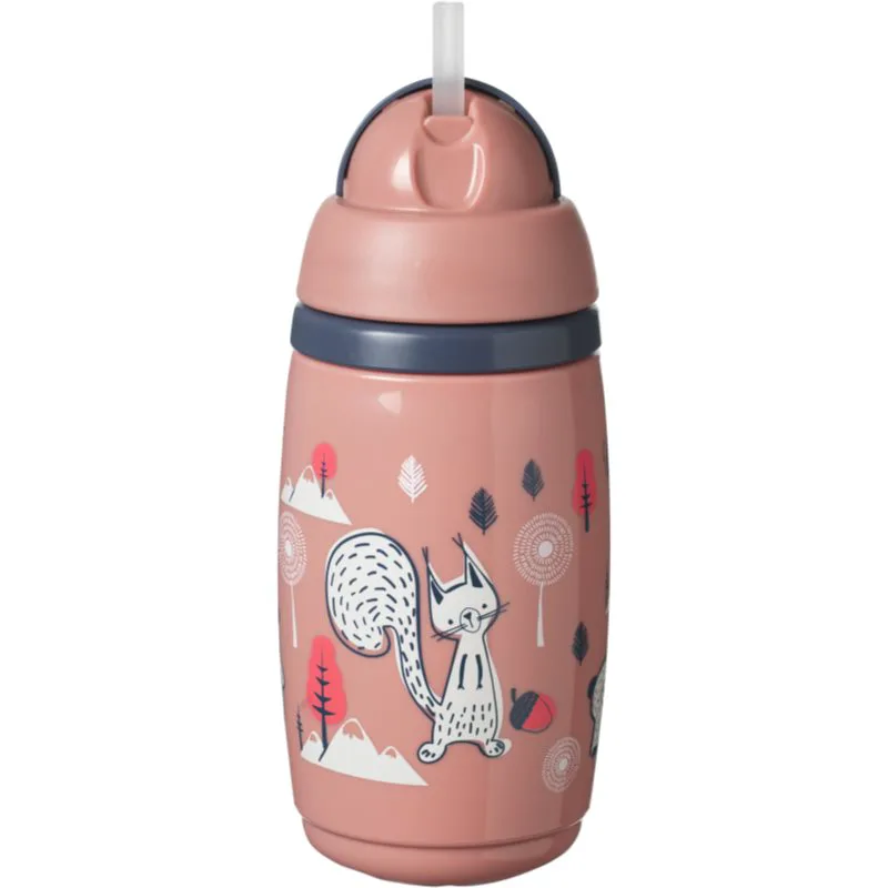 Tommee Tippee Superstar Insulated Straw Ροζ κύπελλο με καλαμάκι για παιδιά 12m+ 266 ml