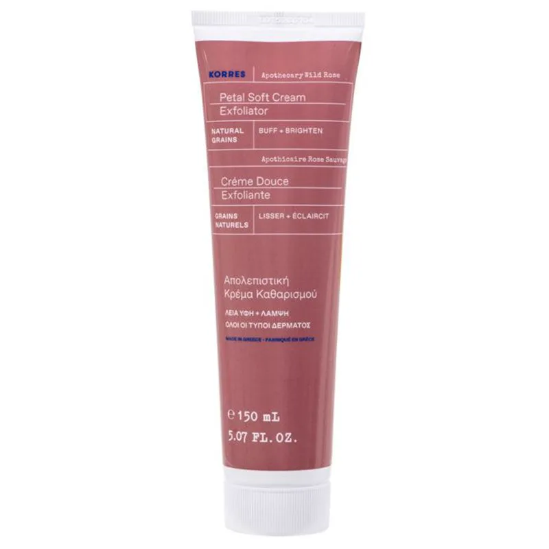 Korres Apothecary Wild Rose Petal Soft Cream Exfoliator Απολεπιστική Κρέμα Καθαρισμού Προσώπου Άγριο Τριαντάφυλλο για Λεία Υφή & Λάμψη της Επιδερμίδας 150ml