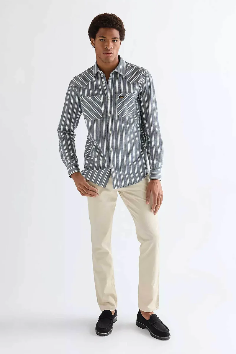 Wrangler® ανδρικό παντελόνι πεντάτσεπο Straight Fit "Greensboro" - 112378995 Μπεζ