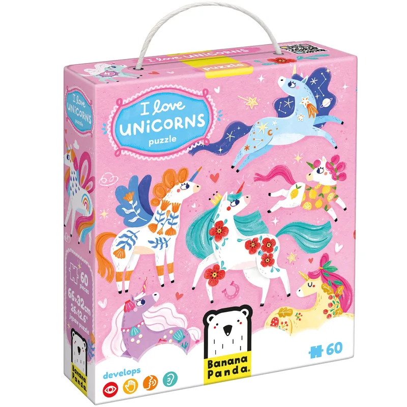 Banana Panda I Love Unicorns Puzzle Παιδικό Παζλ 60 Κομματιών με Μονόκερους 4 Years+, 1 Τεμάχιο