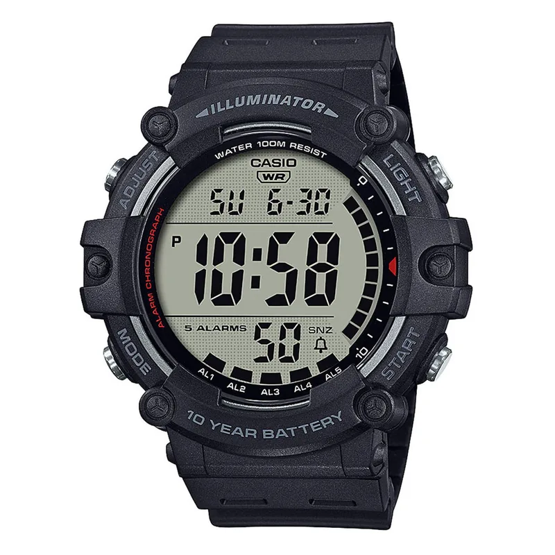 CASIO Standard Chronograph Black Rubber Strap AE-1500WH-1AVEF