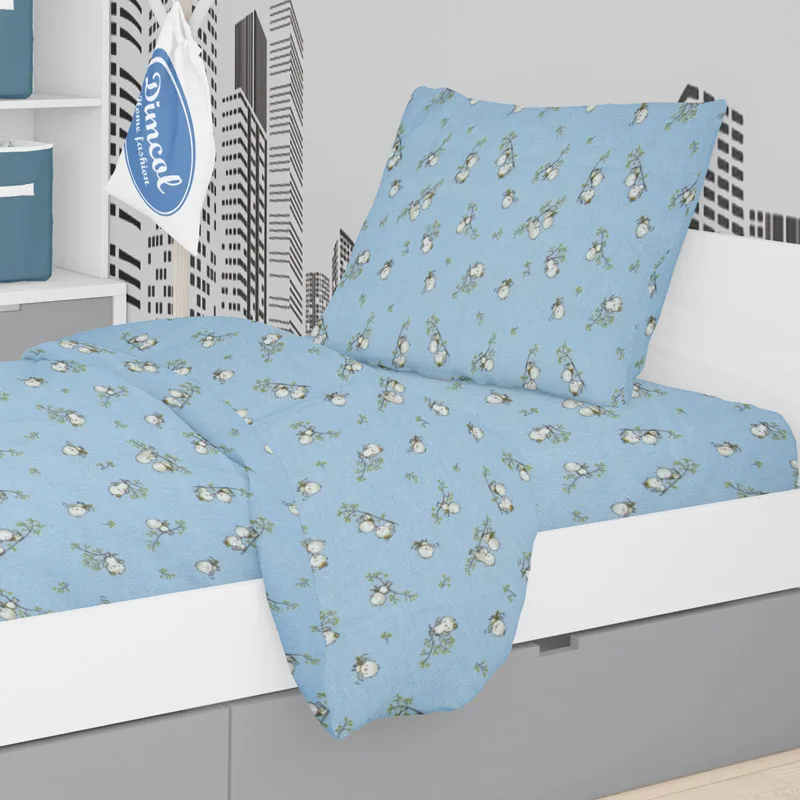 Φανελένια Σεντόνια Μονά Σετ Dimcol Birds 14 Blue 160x240