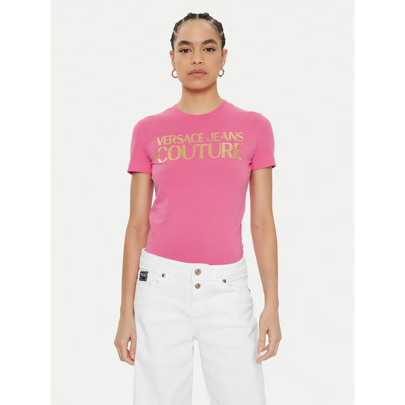 Versace Jeans Couture T-Shirt 78HAHT01 Ροζ Regular Fit