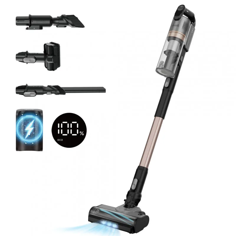 Κάθετη ηλεκτρική σκούπα Levoit LVAC-300 LSV-V202PE-AEUR, 240W, 0.75l, Αυτονομία έως 60 λεπτά, Turbo, Βούρτσα με LED, Μαύρο/γκρι