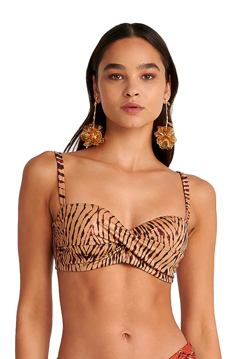 Blu4u γυναικείο μαγιό bikini top strapless με μπανέλα από lurex ύφασμα ''Red Fan'' (Cup D)-25366212D-20