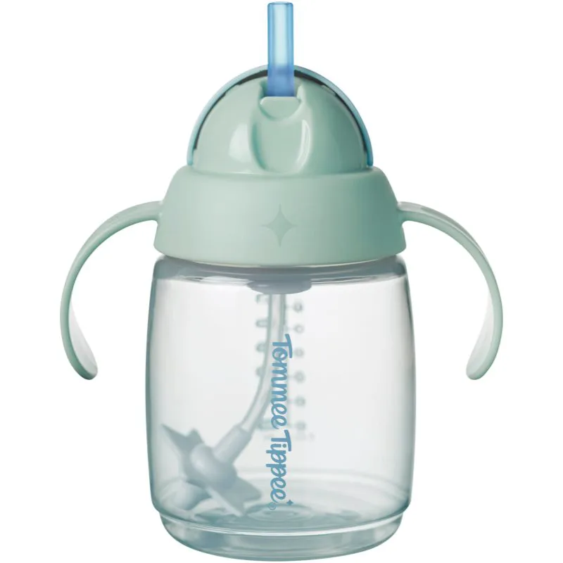 Tommee Tippee Trainer Straw εκπαιδευτικό κύπελλο με βάρος 6m+ Green 240 ml