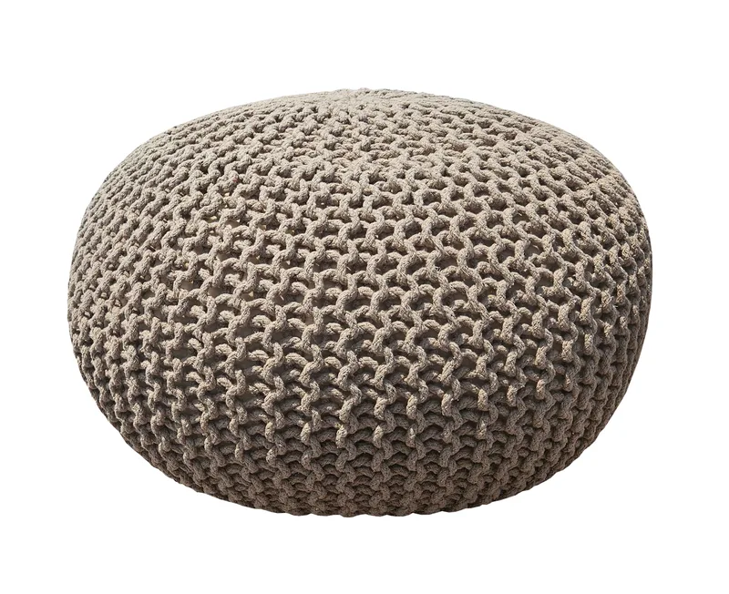 Πουφ Macrame ΚΟΜΒΟΣ με εσωτερικη γέμιση 70x70x45 Μπεζ