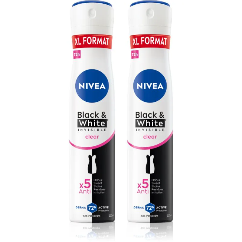 NIVEA Black & White Invisible Clear αντιιδρωτικό σε σπρέι επωφελής συσκευασία