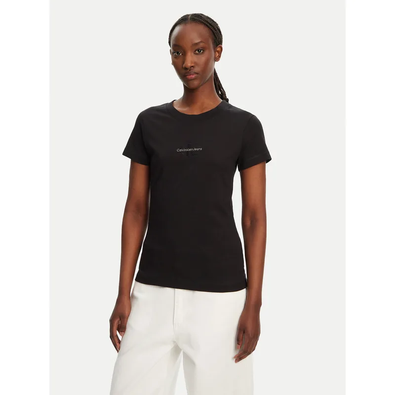 Calvin Klein Jeans T-Shirt Monologo J20J223563 Μαύρο Slim Fit