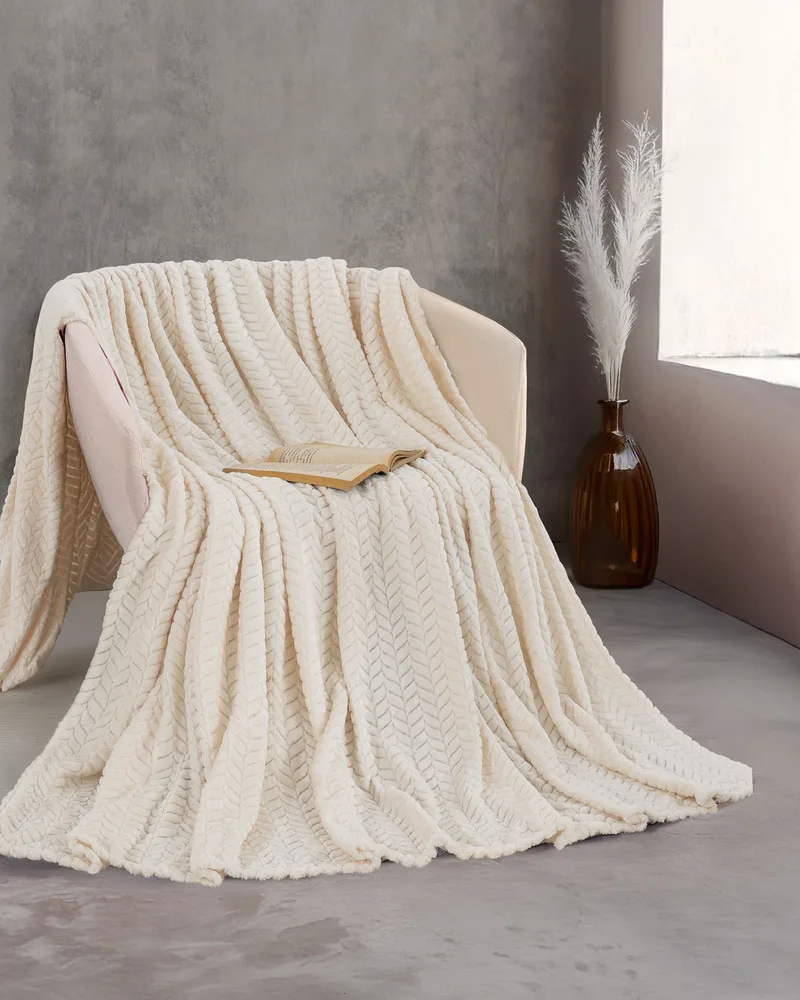 Κουβέρτα Fleece Υπέρδιπλη Harmonie Ecru (220x240), Rythmos Home