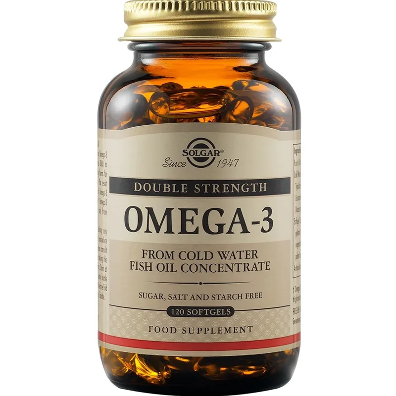 Solgar Omega-3 Double Strength Συμπλήρωμα Διατροφής με Ω3 Λιπαρά Οξέα για την Καλή Λειτουργία της Καρδιάς του Εγκεφάλου & της Όρασης 120 Softgels
