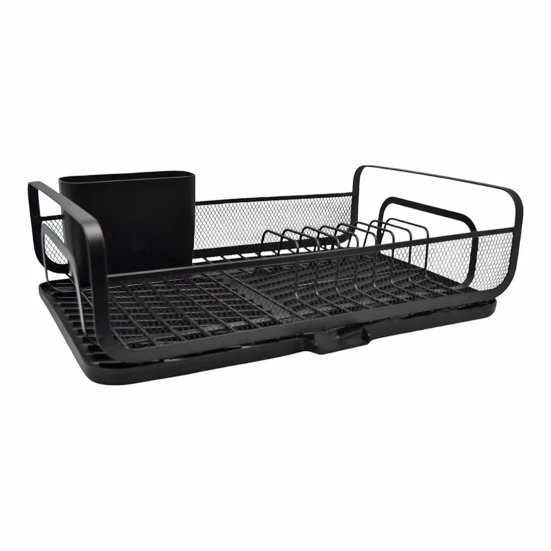 Πιατοθήκη Μεταλλική Μαύρη Ματ Με Δίσκο 43x28x14cm