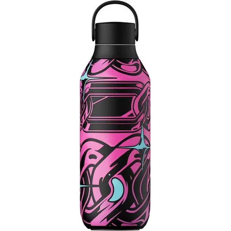 Chilly's Series 2 Bottle Ανοξείδωτο Μπουκάλι Θερμός με Σχέδιο 500ml, Κωδ 22622 - Magenta Madness