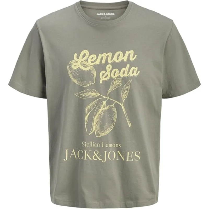 Jack & Jones "Larri Tee" T-shirt σε Plus fit γραμμή,με μεταξοτυπία - Vetiver