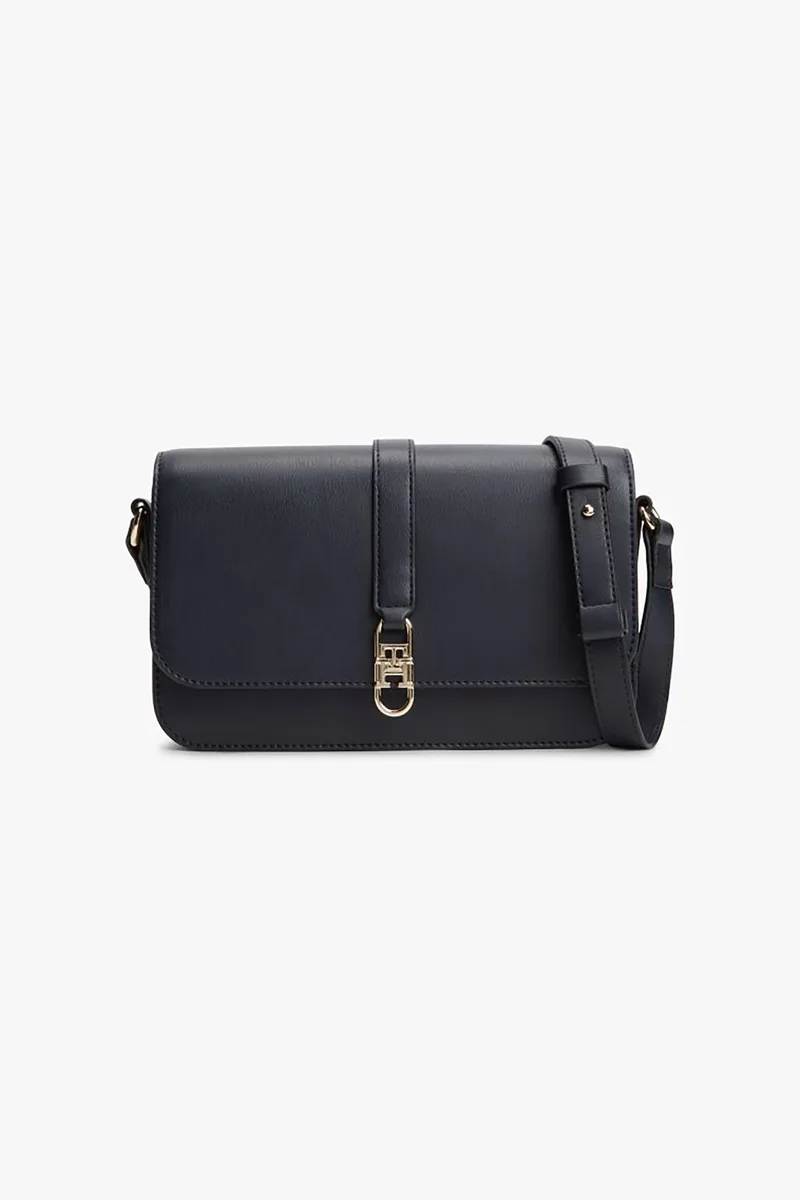 Tommy Hilfiger γυναικεία τσάντα ώμου/crossbody με μεταλλικό monogram "Libre" - AW0AW17723 Σκούρο Μπλε