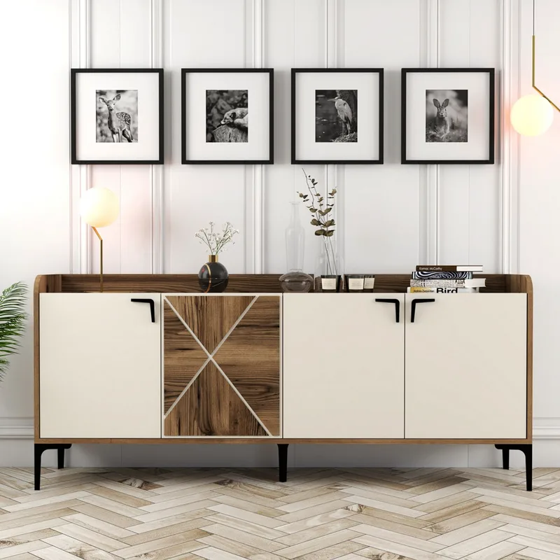 Κονσόλα Venedik - Walnut, Cream 845Hct5312 (180x78x35 cm)