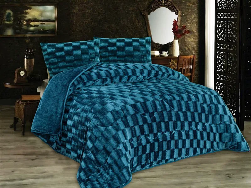 Κουβερτοπάπλωμα Fleece Μονό 160x220εκ. 1940 Petrol DimCol (Ύφασμα: Polyester, Χρώμα: Πετρόλ ) - DimCol - 33421006040