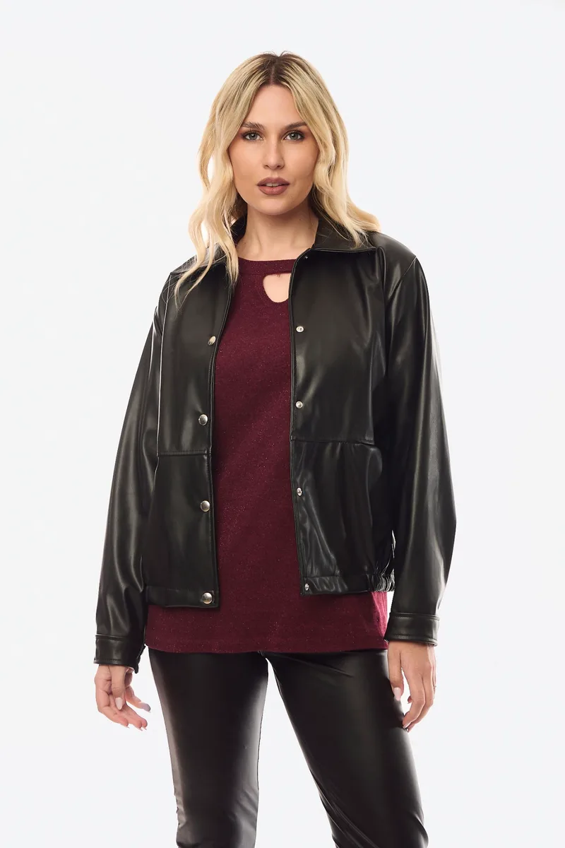 JACKET ΔΕΡΜΑΤΙΝΗ Mαύρο