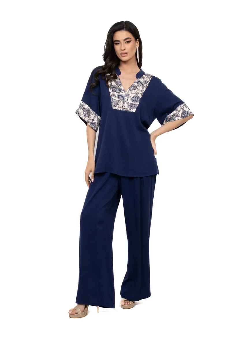 ΣΕΤ PLUS SIZE ΠΑΝΤΕΛΟΝΑ ΜΠΛΟΥΖΑ ΜΠΛΕ ΜΠΛΕ