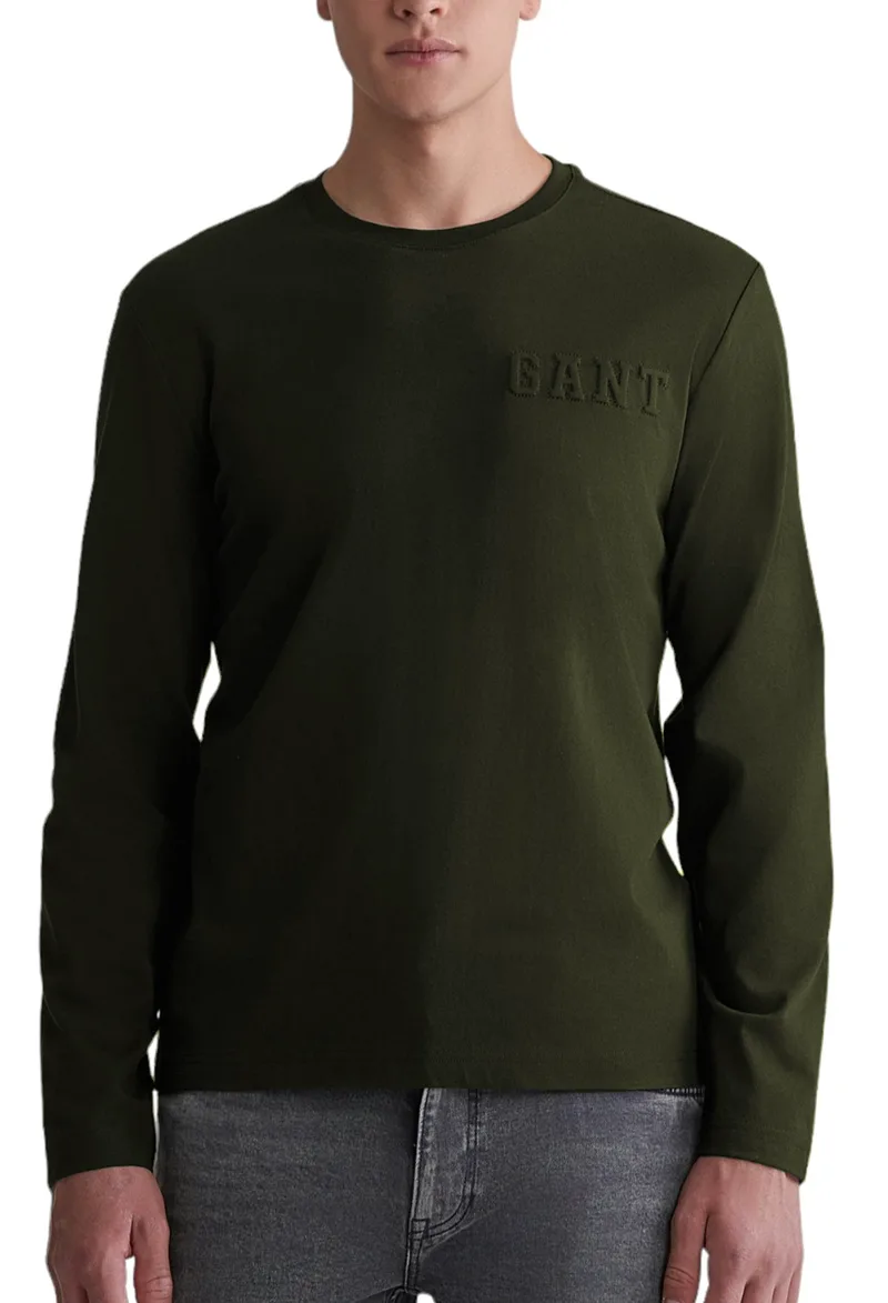 Μπλούζα Μακρυμάνικη Gant Embossed 2003268-351-DARK EARTHY GREEN Ανδρικό