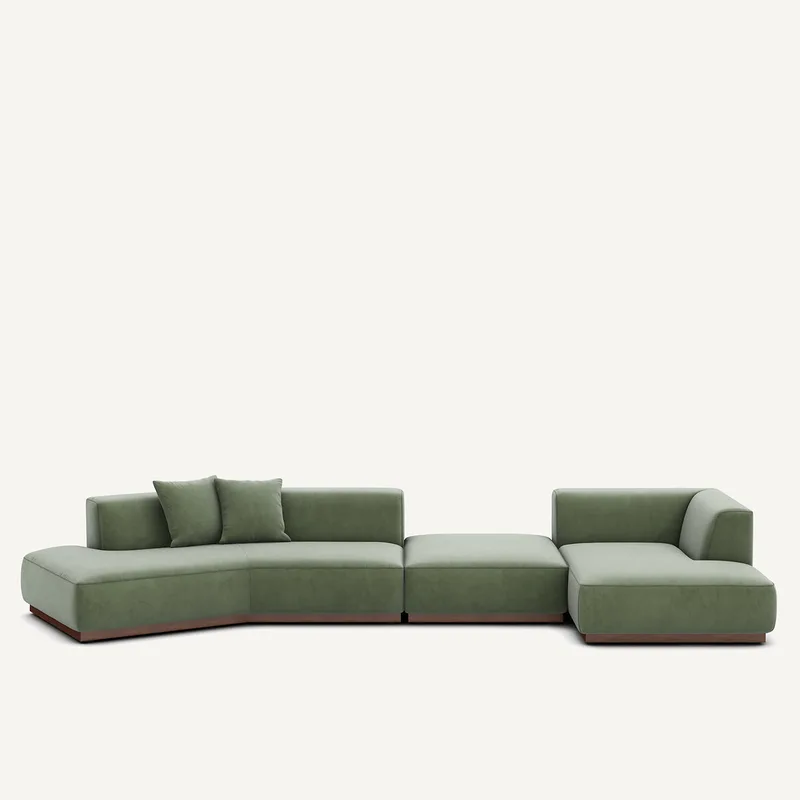 Καναπές γωνία δεξιός XL από βελούδο Μ152xΠ416xΥ67cm