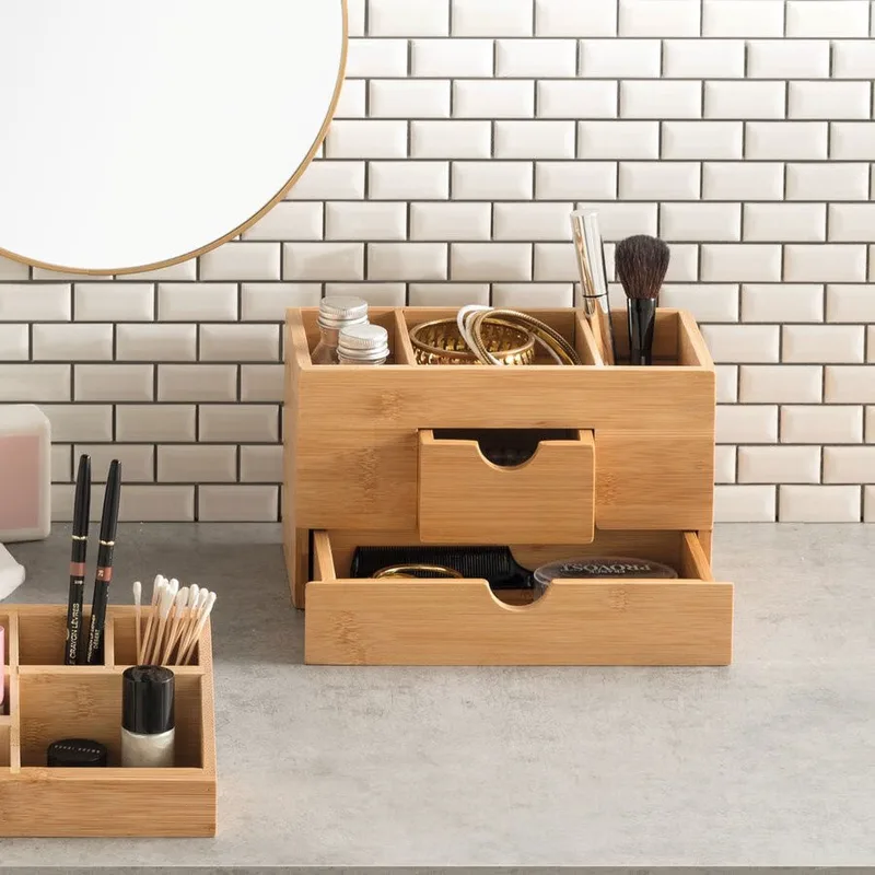 5Five Θήκη Οργάνωσης Με 2 Συρτάρια Bamboo 24cm