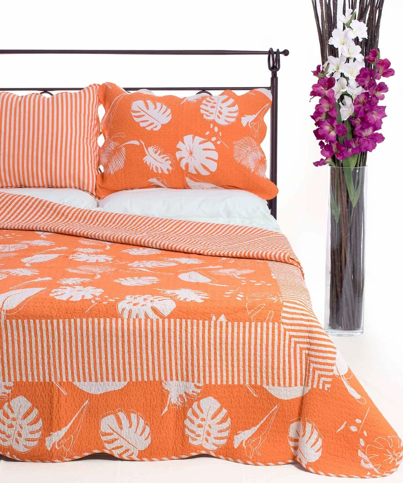Σετ Κουβερλί Υπέρδιπλο Silk Fashion 350 Πορτοκαλί 220x240