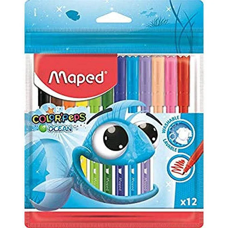 Μαρκαδόροι Maped Color'Peps Ocean σε Πλαστική Θήκη 12Τμχ 845720