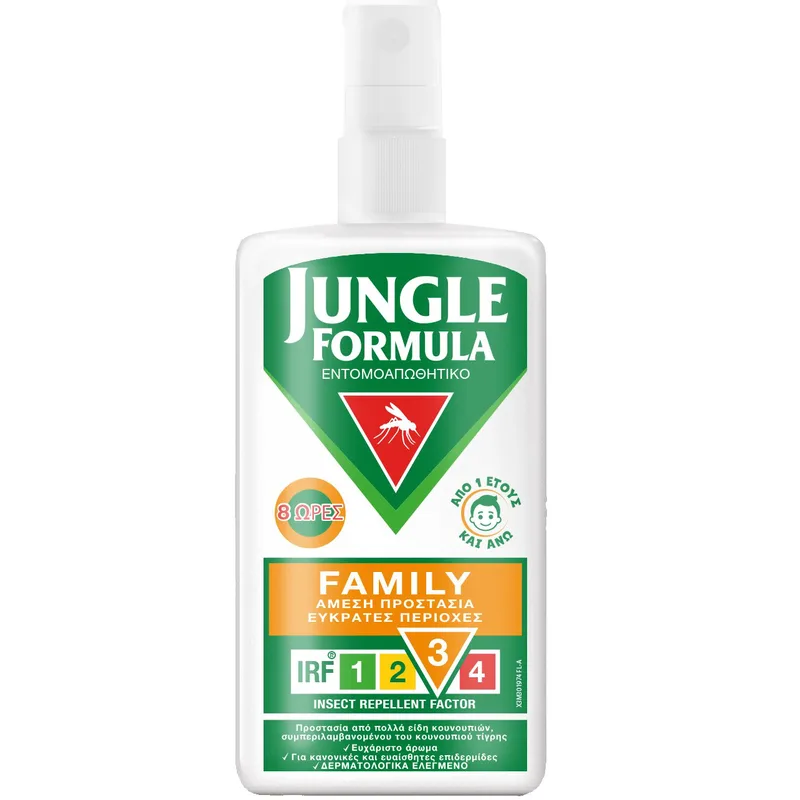 Jungle Formula Family Spray Αντικουνουπικό Σπρέι για Άμεση & Μακράς Διαρκείας Προστασία Κατάλληλο & για Παιδιά από 1 Έτους & άνω 100ml