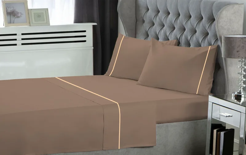 Σετ Σεντόνια Υπέρδιπλα 4 Τεμαχίων Le Blanc Φυτίλι Polycotton Light Brown 240x270