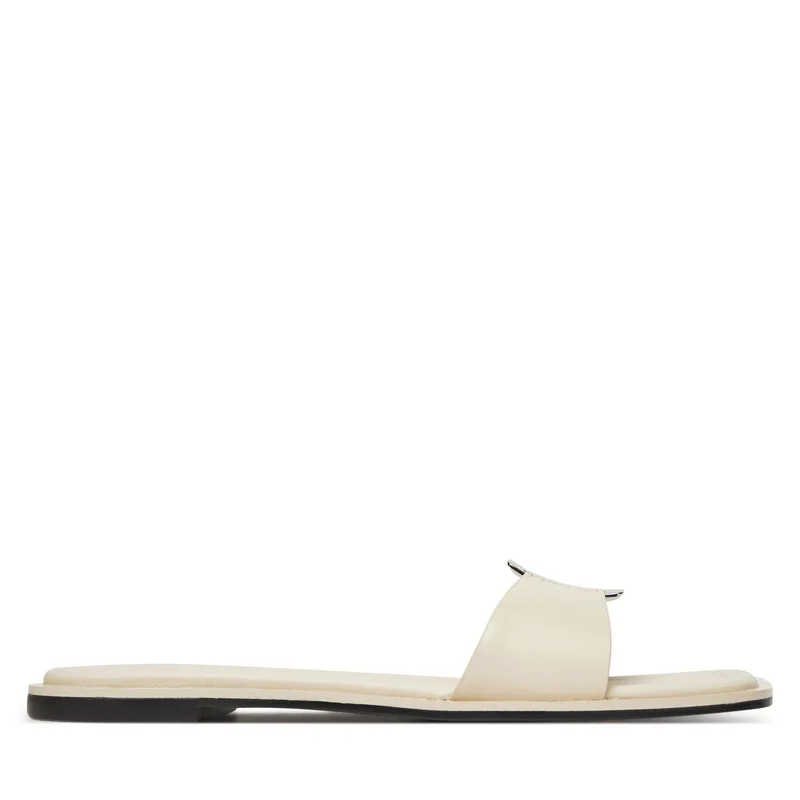 Παντόφλες Calvin Klein Flat Slide W/Ck Hw Big - Lth HW0HW02482 Εκρού