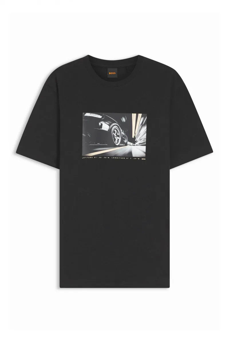 BOSS CASUAL T-SHIRT TE MOTORS ΜΑΥΡΟ